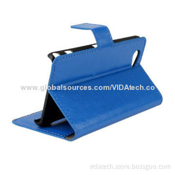 Leather Case with Credit Card Slot and Holder, for Sony Xperia Z1 Mini Compact